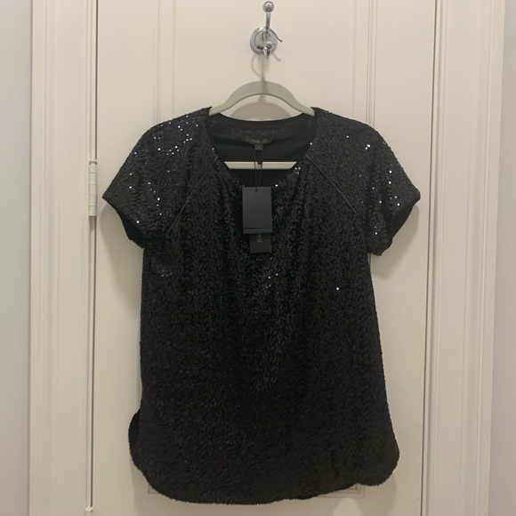 *BNWT*RACHEL ZOE-BLACK SEQUIN/SPARKLY RAGLAN DRESSY FANCY GOING OUT SHIRT/TOP 4 - Picture 11 of 12